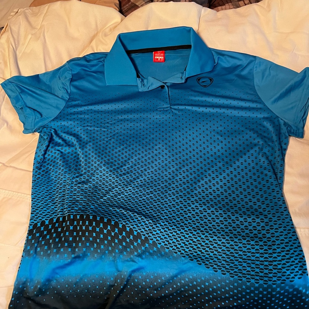 Sport Dri golf shirt, blue and black, size xxl.